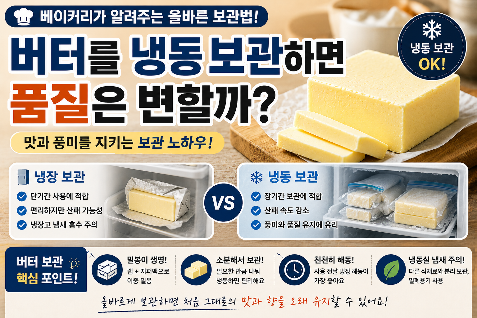 버터를 냉동 보관하면 품질은 변할까?